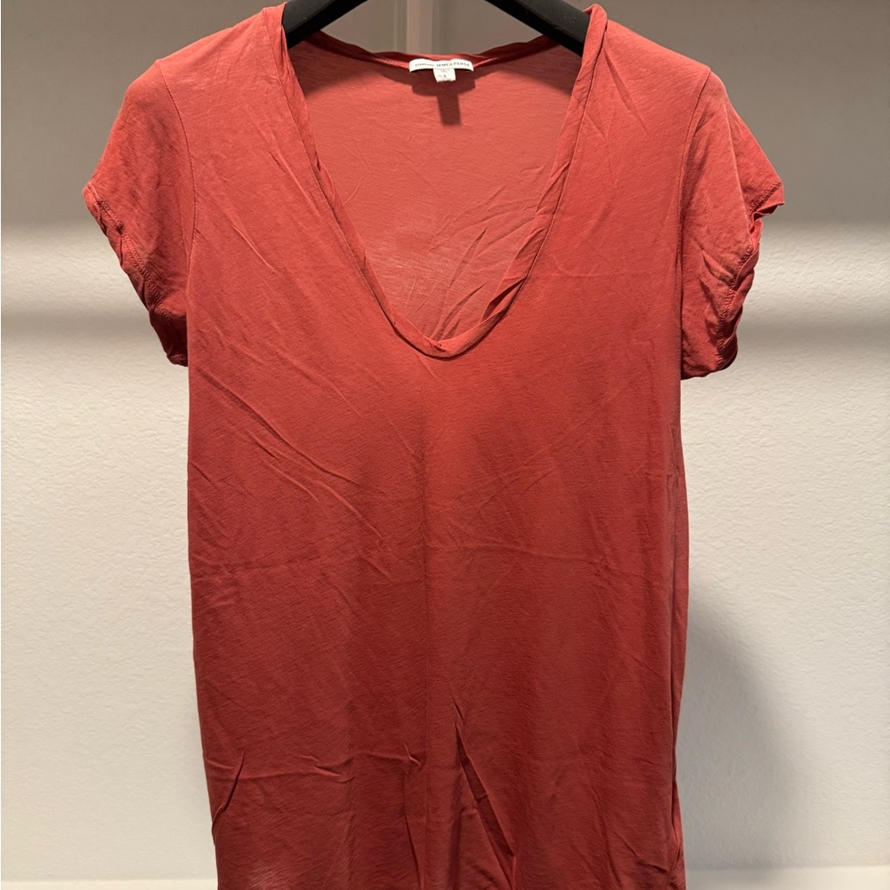 James Perse Women's V-Neck Red Top